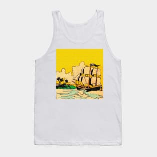 Sailing boat under a yellow sky Tank Top